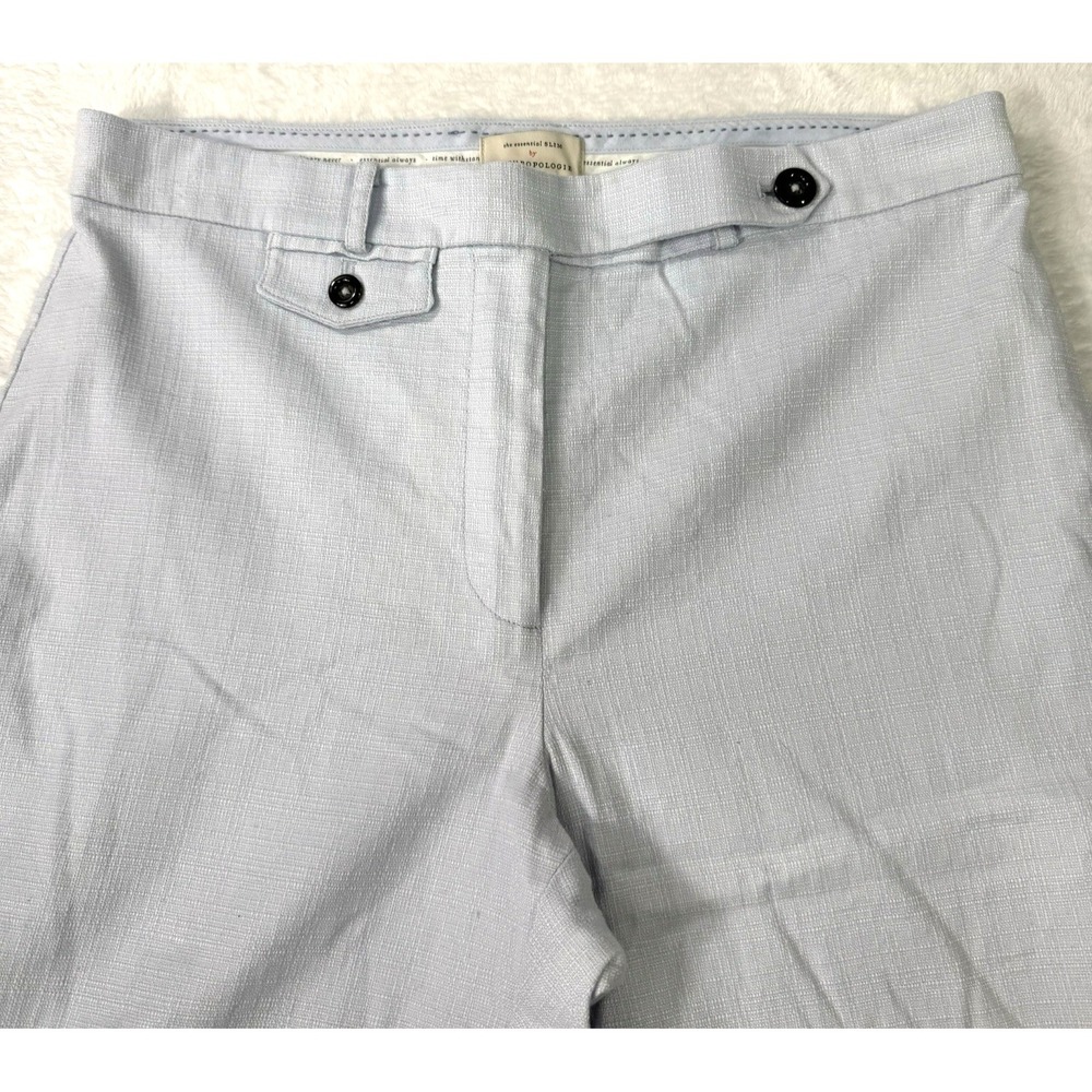 Anthropologie Pants Womens 12 Light Baby Blue Essential Slim Trousers Cotton 204